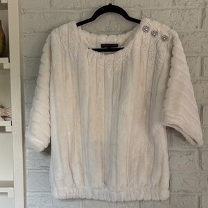 Adrienne Vittadini Short Sleeve Boxy Soft Jewel Embellished Shirt Size Medium